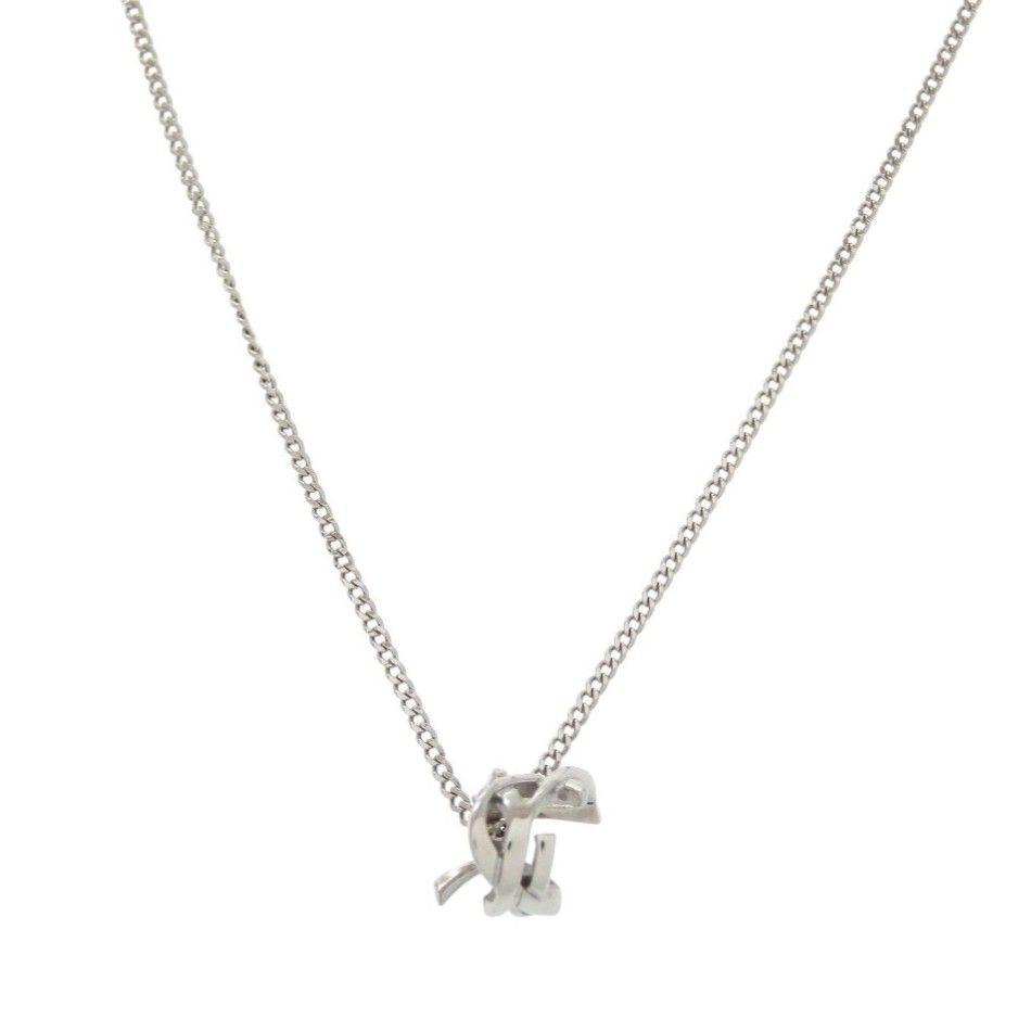 サンローランパリ ツイスト モノグラム メタル シルバー ネックレス 0399 SAINT LAURENT PARIS