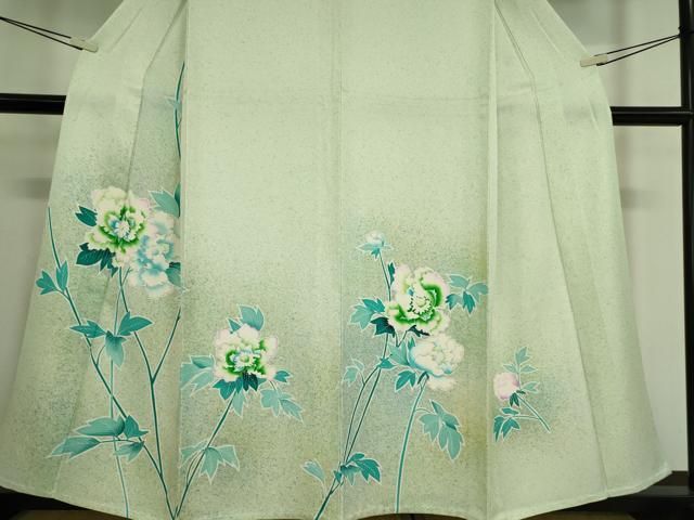 平和屋着物▽訪問着 単衣 牡丹文 たたき染め 金彩 正絹 逸品 DAAT9829az