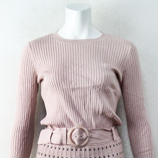 Mystrada マイストラーダ 配色ステッチニットワンピース 38/ピンク  