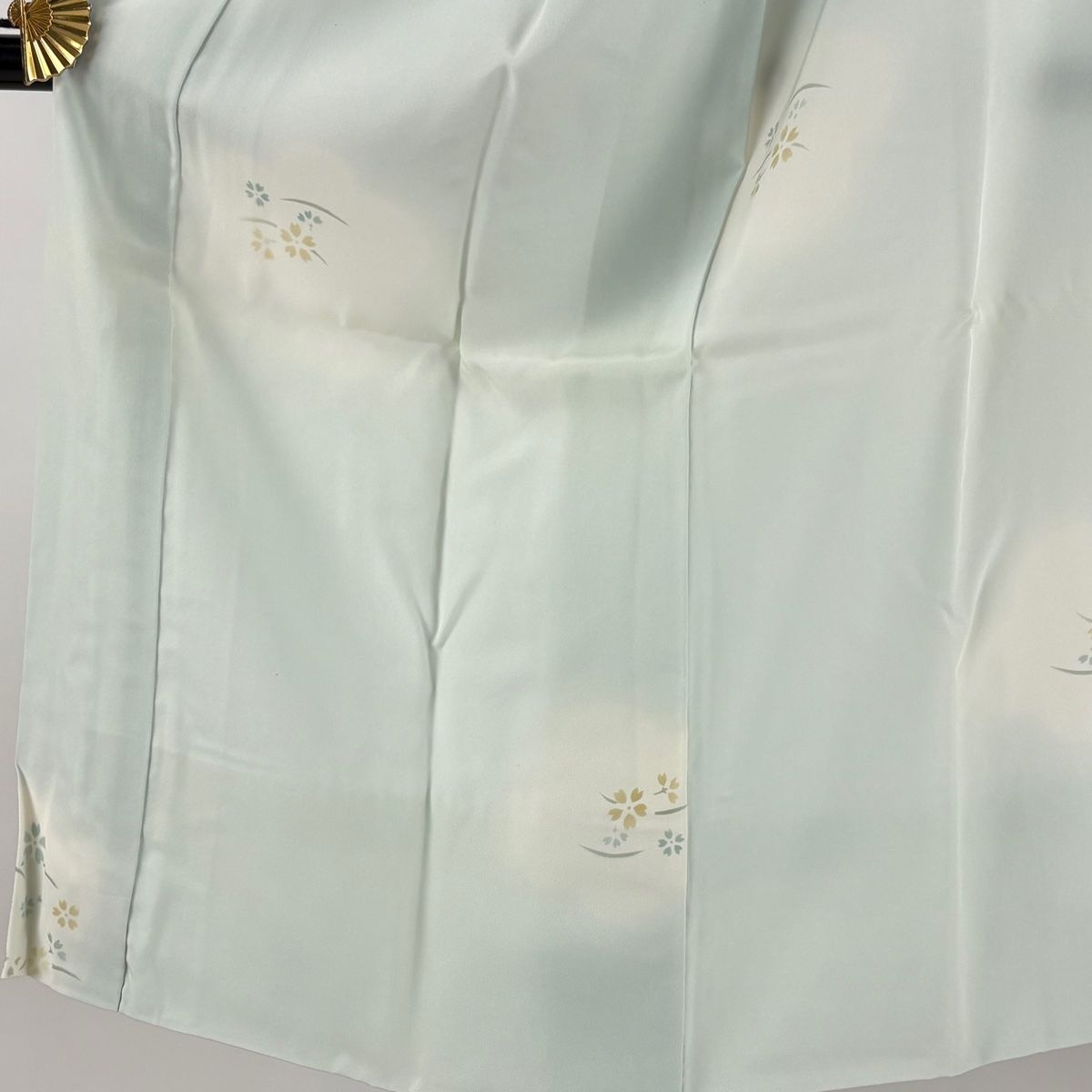 長襦袢 身丈120cm 裄丈62.5cm S 桜 ぼかし 薄緑 正絹 秀品