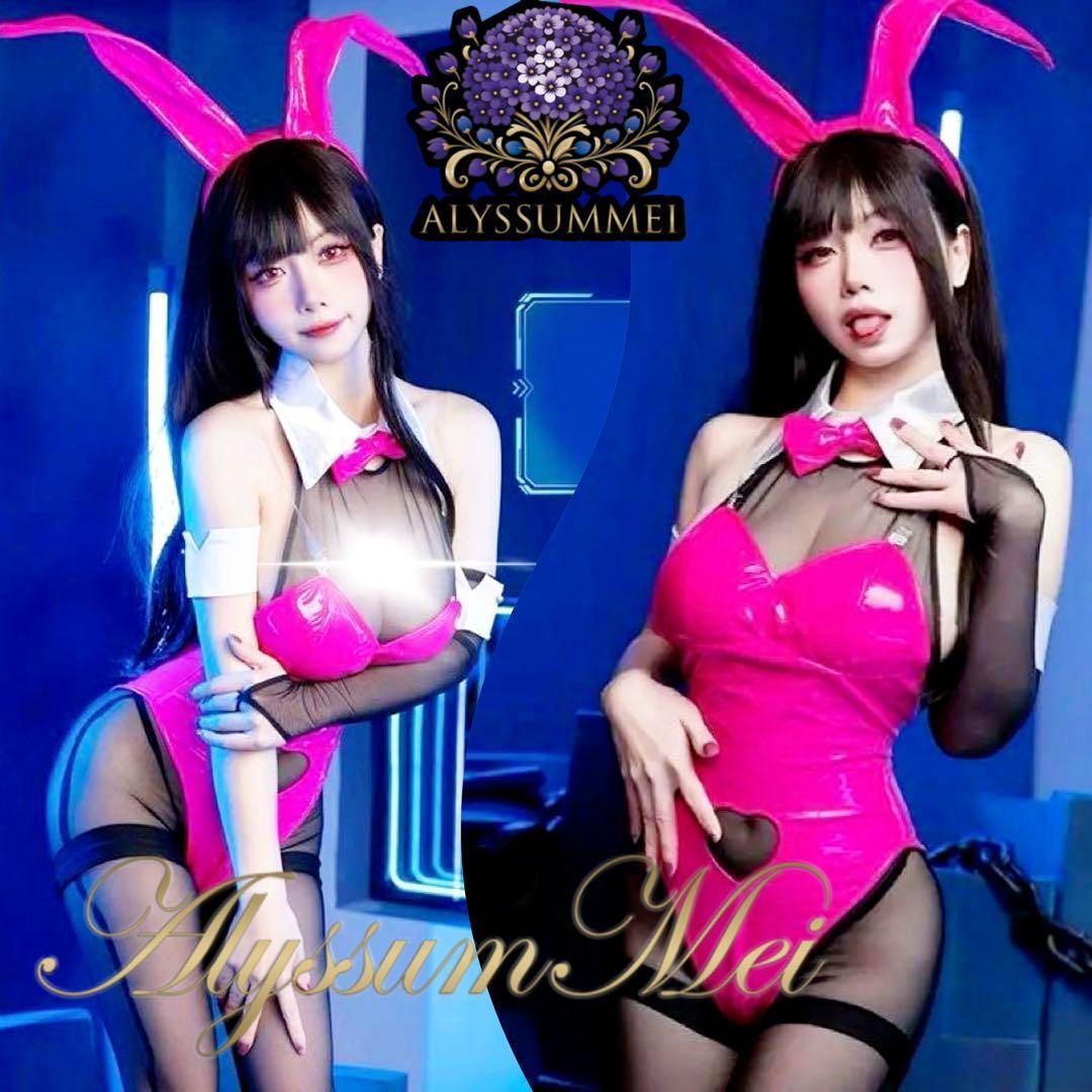 セクシーエナメルバニーガールコスプレ衣装レオタードボディ