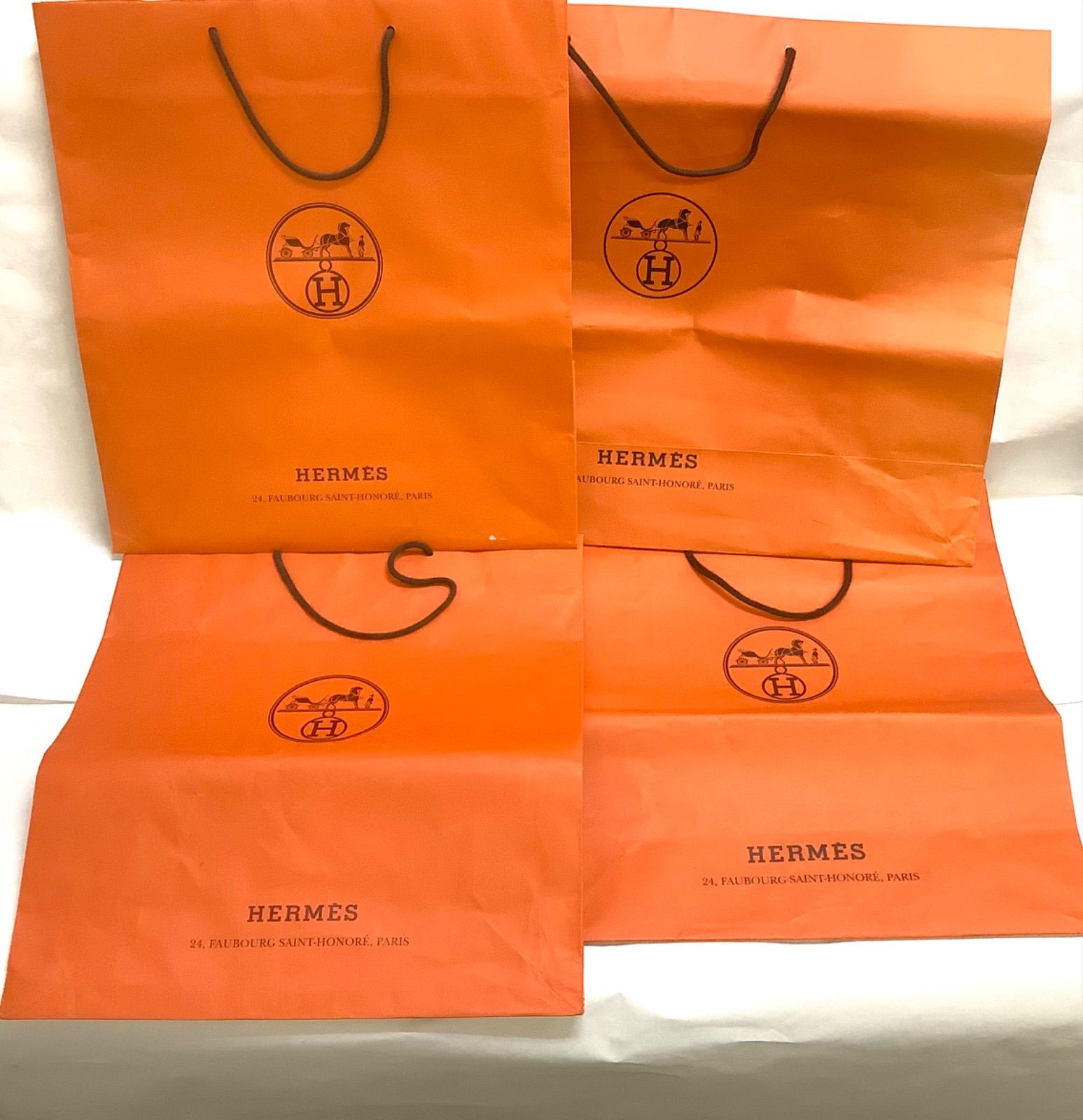 HERMES ショップ袋 4枚 まとめ売り 【翌日発送可能】 - ラッピング・包装