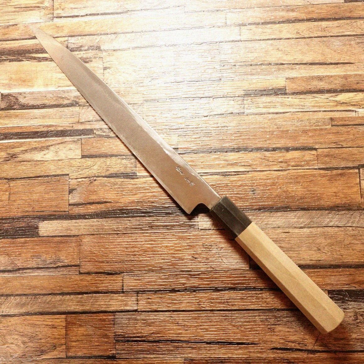 宮野 柳刃包丁 研ぎ済 安来 青鋼 刺身包丁 水牛八角柄 宮野作別打 使用