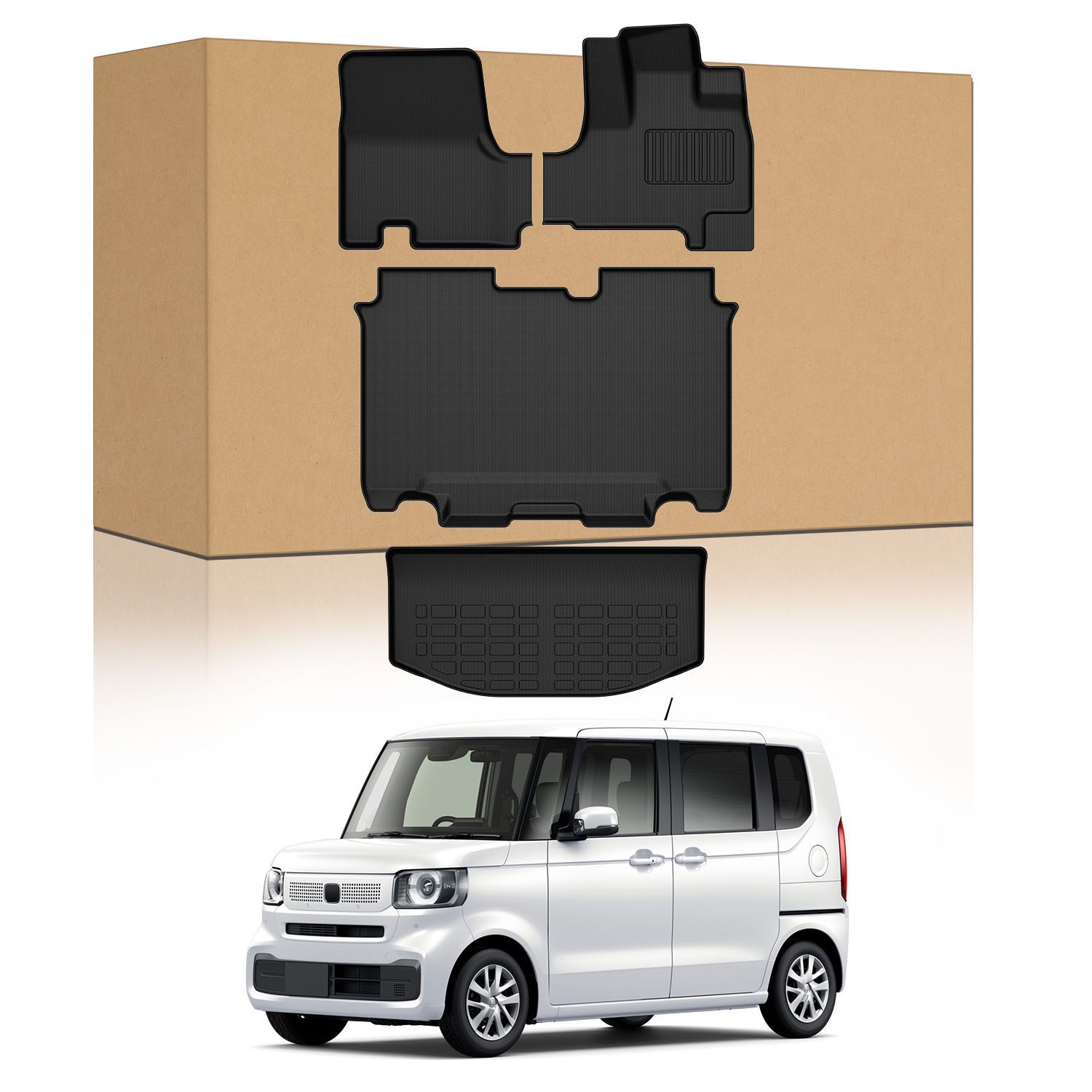 NEW立体XPEマット ホンダ N-BOX JF5 JF6 フロアマット ラゲッジマット 3D トランクマット 足元マット JOY ターボ ジョイ nbox エヌボックス 5人乗 2025年9月~ 防水マット 運転席 助手席 2列目 一台分 4PCS