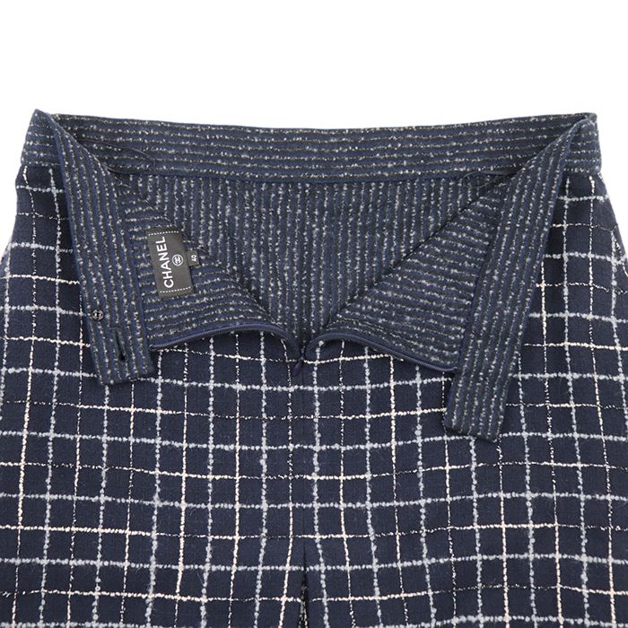 シャネルCHANEL ツイードスカートチェック柄40サイズ