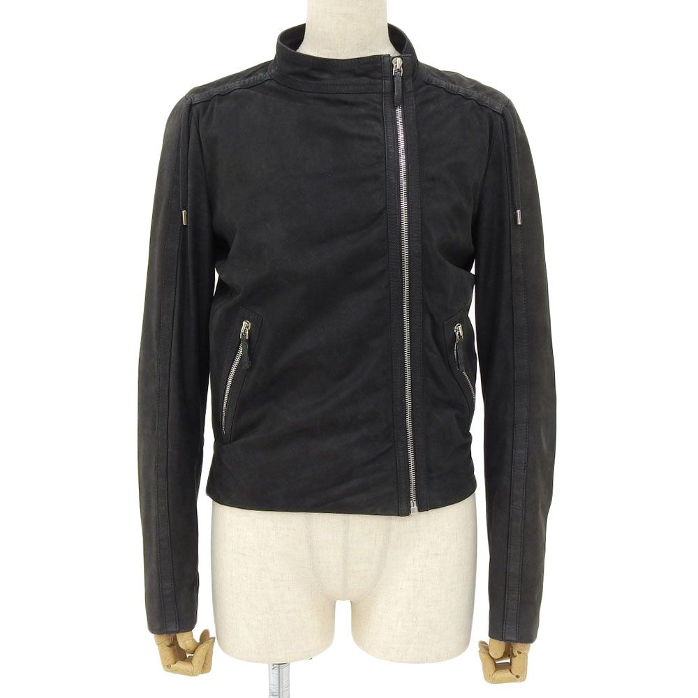 超美品 グッチ GUCCI 235541 ヌバック レザー シングル ライダース 