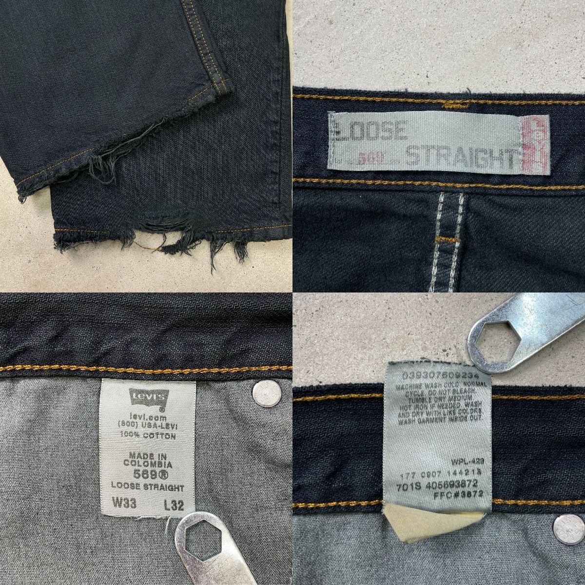 Levi's リーバイス 569 ブラックデニムパンツ ルーズストレート 後染め