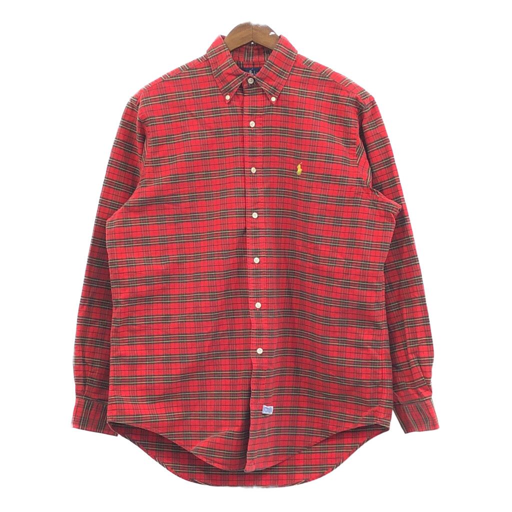 Polo by Ralph Lauren ポロ ラルフローレン ボタンダウン 長袖シャツ チェック レッド (メンズ L) 中古 古着 Q4881