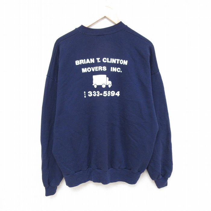 XL/古着 ジャージーズ 長袖 スウェット メンズ 90s トラック 大きいサイズ クルーネック 紺 ネイビー 24aug31 中古 スエット トレーナー ト