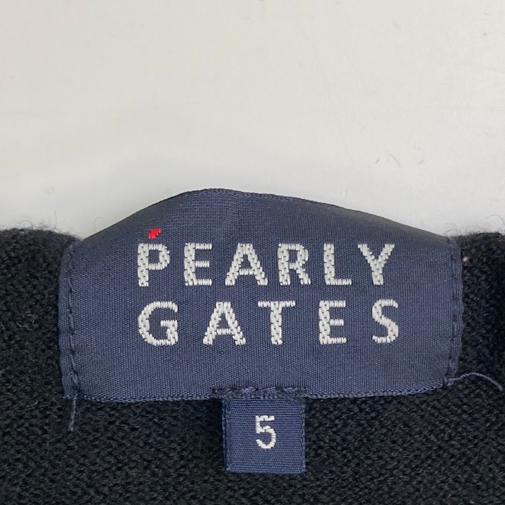 サイズ：5 PEARLY GATES パーリーゲイツ  ウール ニットベスト アーガイル柄 ブラック系 [240101447350] ゴルフウェア メンズ ストスト サイズ：5 PEARLY GATES パーリーゲイツ ウール ニットベスト