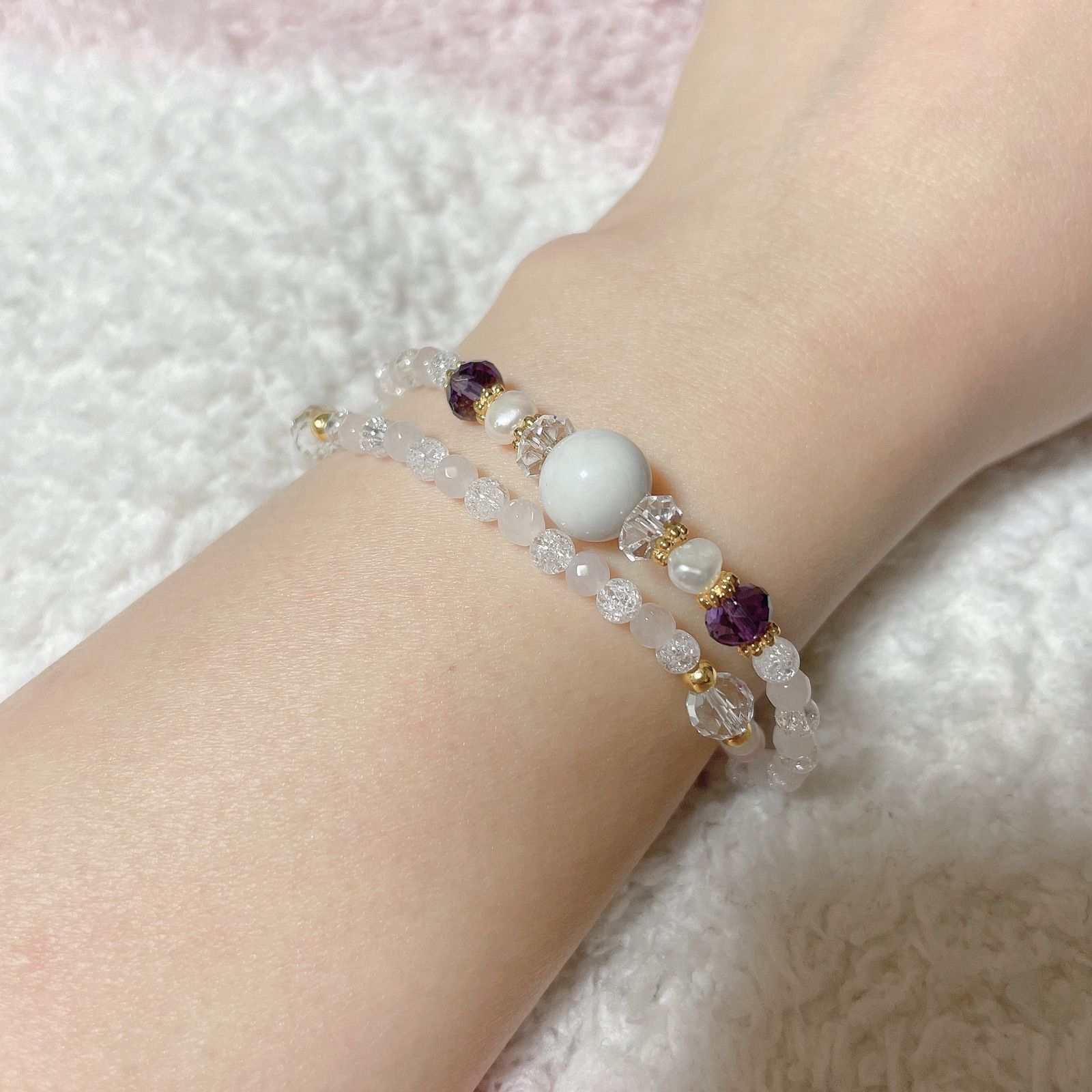 2連 パワーストーンブレスレット 天然石 15cm - メルカリ