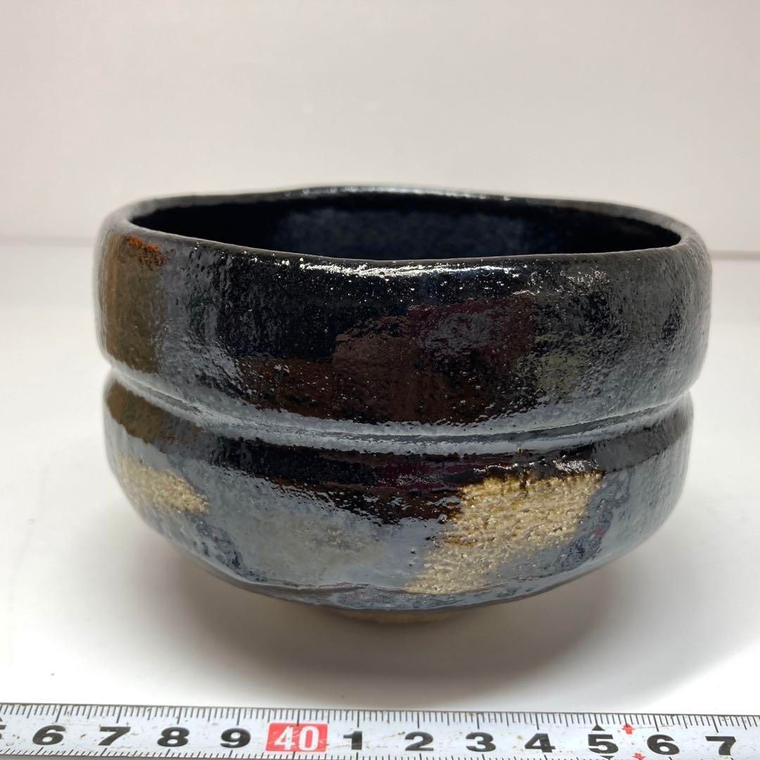 佐々木松楽造　黒楽茶碗　銘有箱書共箱　横幅11.7㎝　東Y5-0921① 佐々木松楽造 黒楽茶碗 銘有箱書共箱 横幅11.7㎝ 東Y5-0921① - メルカリ