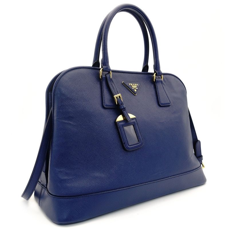 プラダ PRADA ハンドバッグ サフィアーノ レザー ブルー 2way 青 クロスボディ ゴールド金具 7-9-184