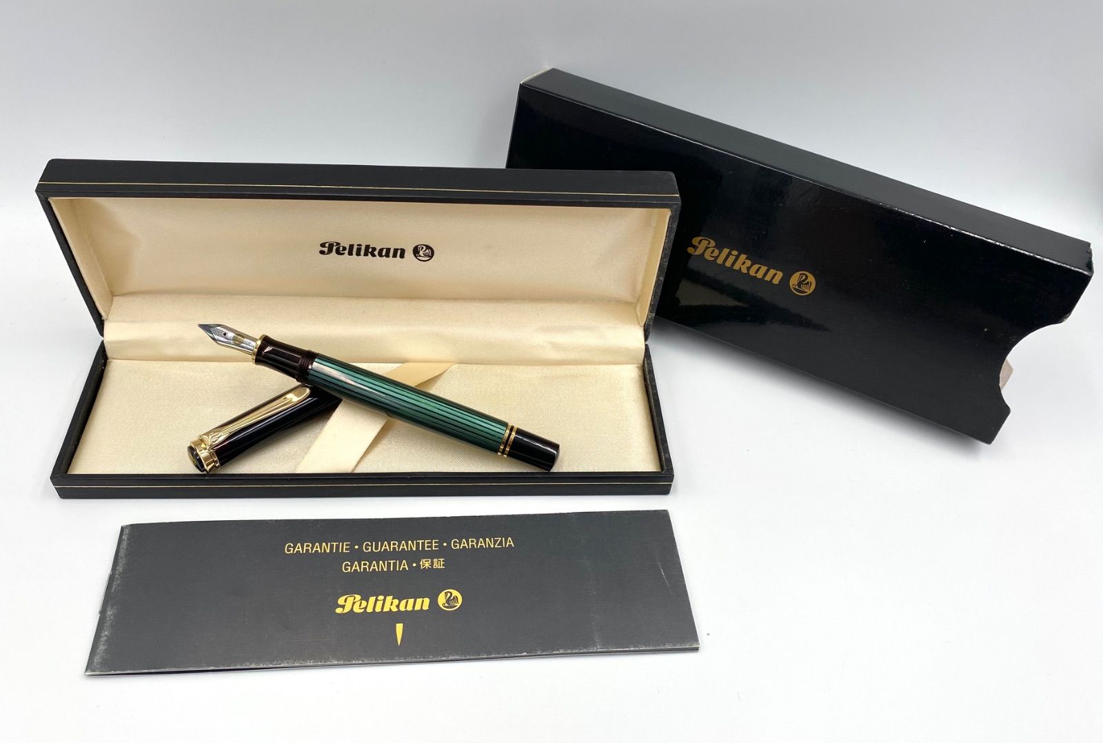美品 ペリカン スーベレーン M400 緑縞 M 中字 グリーン ペリカン