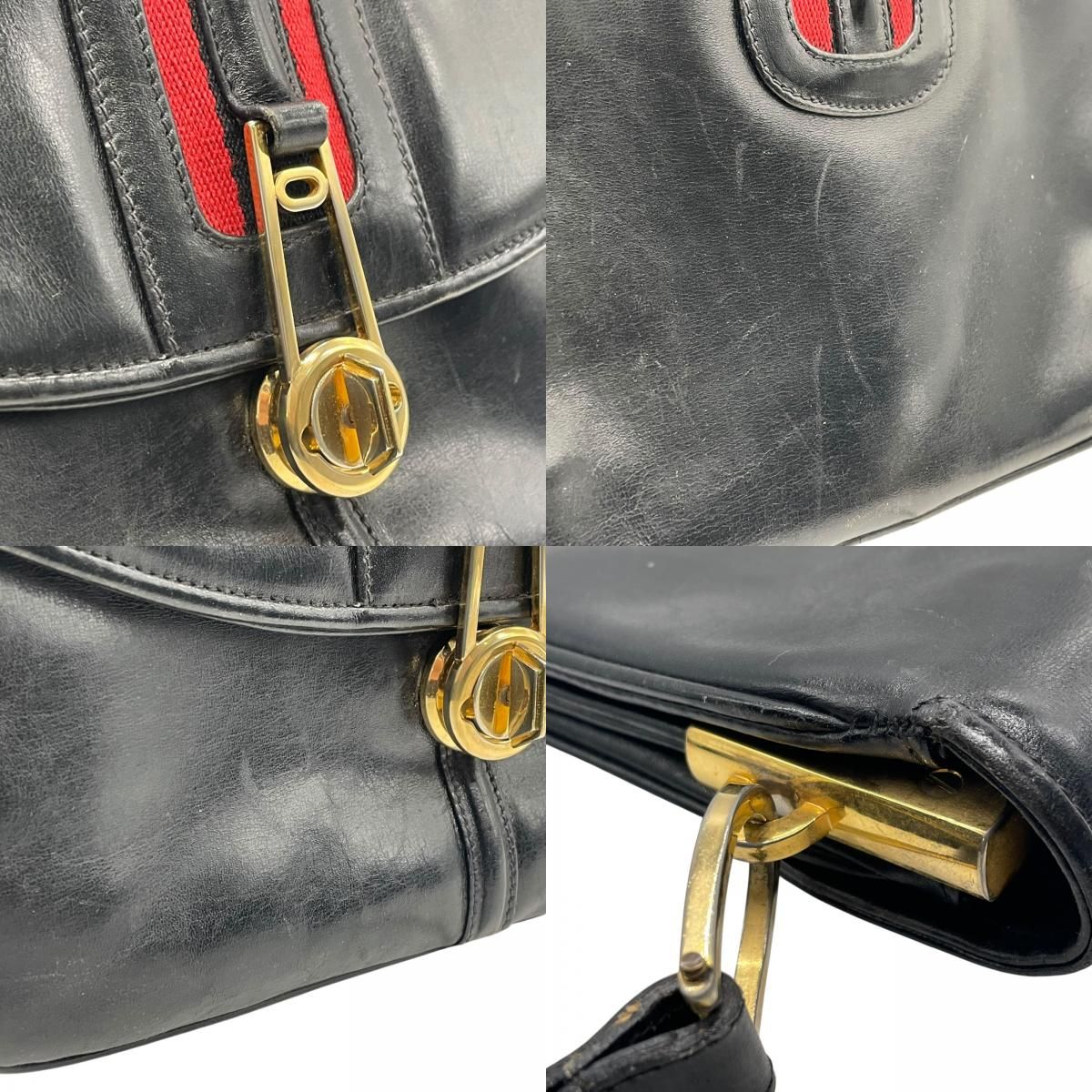 【OLD GUCCI】ビジネスバッグ　シェリーライン　ゴールド金具　ブラック GUCCI グッチ シェリーライン ショルダーバッグ ワンショルダー