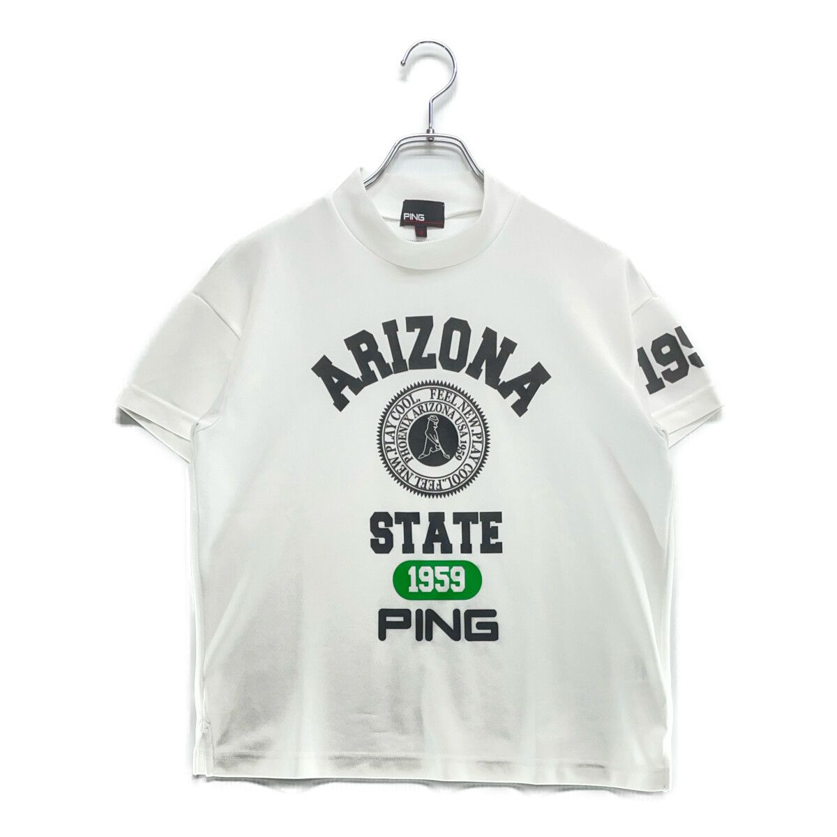 PING - coco 中古 ピン PING レディース 半袖シャツ S 白 ホワイト モックネック ハイネック 鹿の子 レディース ピン PING 半袖シャツ S 白 ホワイト モックネック