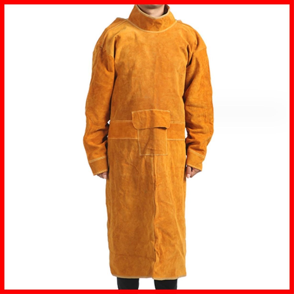 溶接服 作業エプロン 溶接ジャケット 牛革製 作業用 耐摩耗 耐久性 保護力 溶接防護服 作業服 絶縁 防護具 前掛け 耐熱 防炎 断熱 難燃 男女兼用 防炎 やけど防止 付き