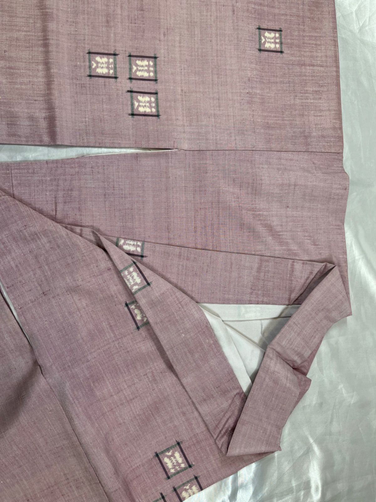 豪華絢爛綺麗美品身丈161cm裄丈66cmうずら生紬正絹単衣広襟