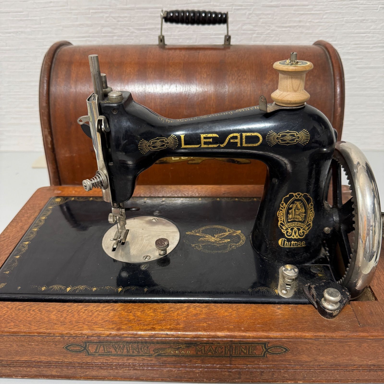 ミシン アンティーク　手動 レトロ 骨董 カントリー all lead  木製 ミシン アンティーク 手動 レトロ 骨董 カントリー all lead