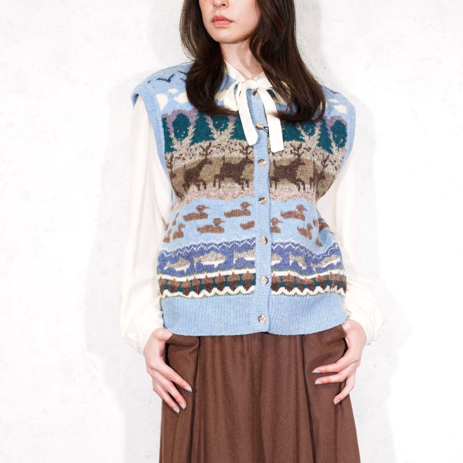USA VINTAGE ORVIS ANIMAL DESIGN KNIT VEST|アメリカ古着アニマルデザインニットベスト