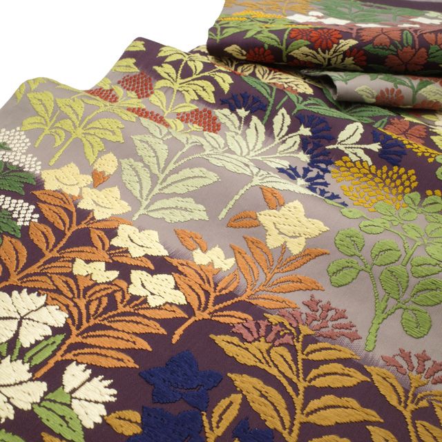 唐織 藤の花 花模様 鹿の子 金糸 袋帯 着物 034a p 【公式通販】