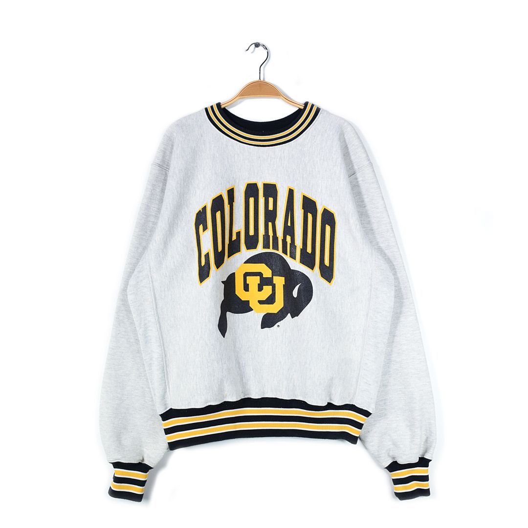 90s コロラド大学 ヴィンテージスウェット リバースウィーブタイプ グレー アーチロゴ 厚手コットン カレッジ XL 古着 @CF0879