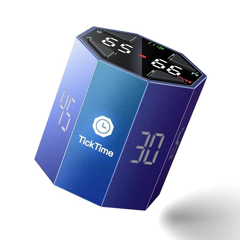 TickTime MAX 時間管理を完全カスタマイズ グラデーション 正八角柱 ポモドーロタイマー DIY Time キッチンタイマー キューブタイマー 3段音量調整|静音モード|振動モード Type-C充電 自動電源オフ機能 環境対応型ABS素材 LED