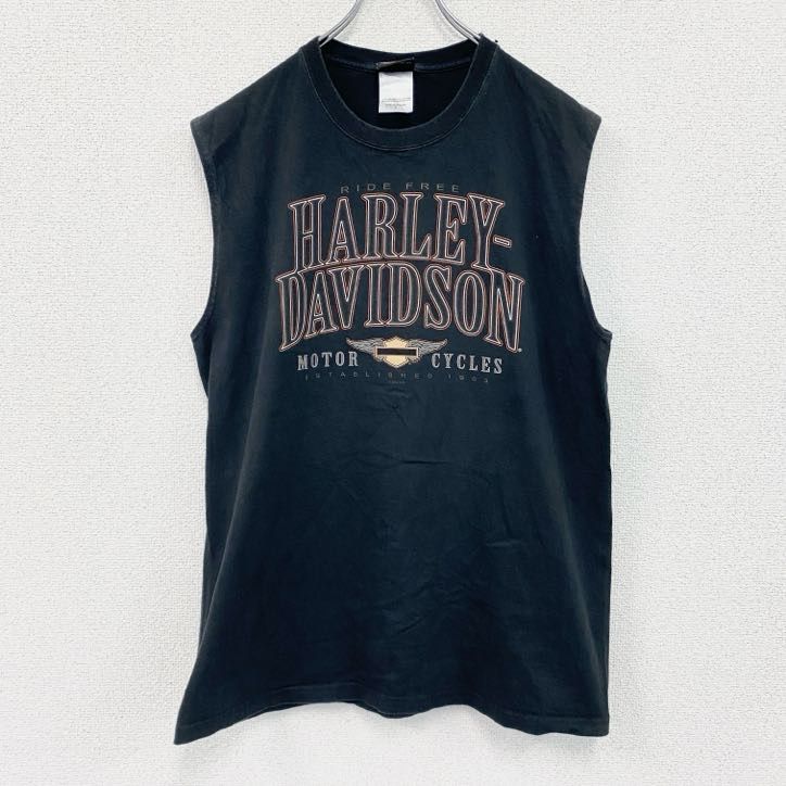 HARLEY-DAVIDSON ノースリーブ 黒 ハーレーダビッドソン Harley