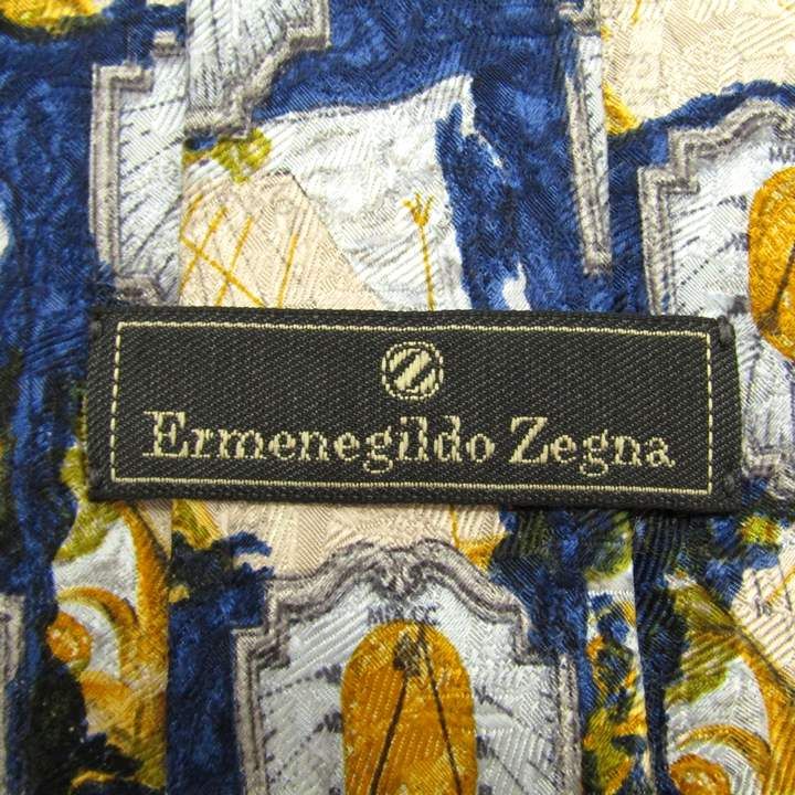 エルメネジルドゼニア ブランド ネクタイ パネル柄 日時計 総柄 シルク PO メンズ ネイビー Ermenegildo Zegna 世界最高峰 エルメネジルドゼニア ブランド ネクタイ パネル柄 日時計 総柄 シルク