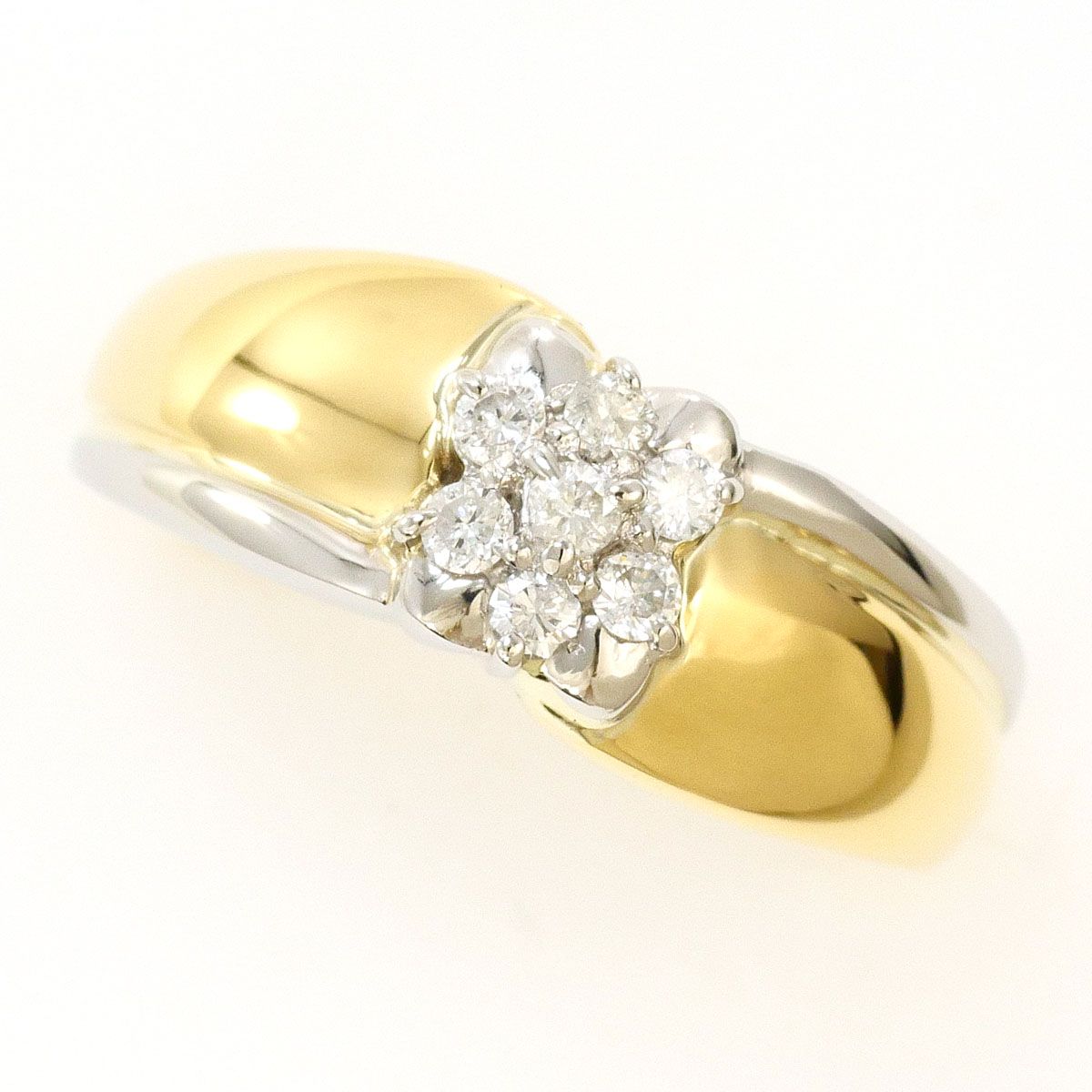 リング 指輪 PT850|プラチナ K18YG 11号 ダイヤ 0.13ct 鑑別書 総重量約5.5g