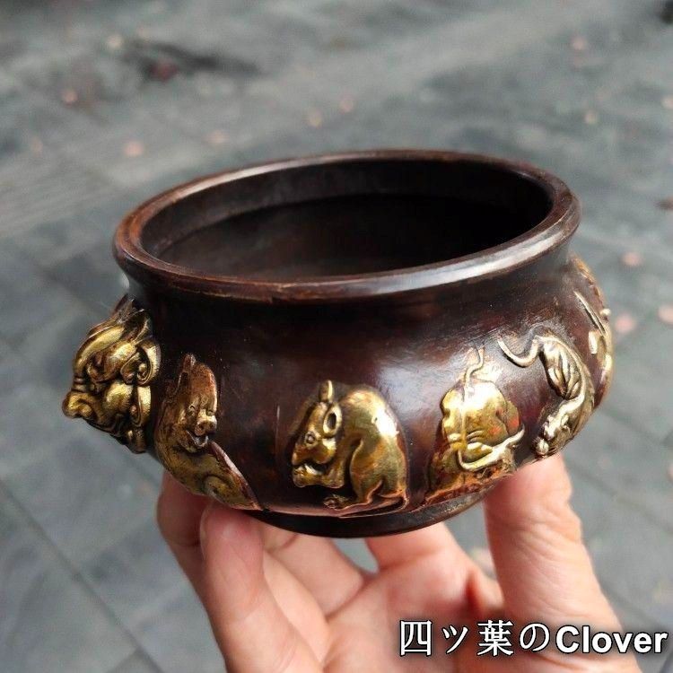 銅 細工 十二支香炉 茶道香炉 挿し香炉 仏堂香炉 装飾品 工芸品 置物