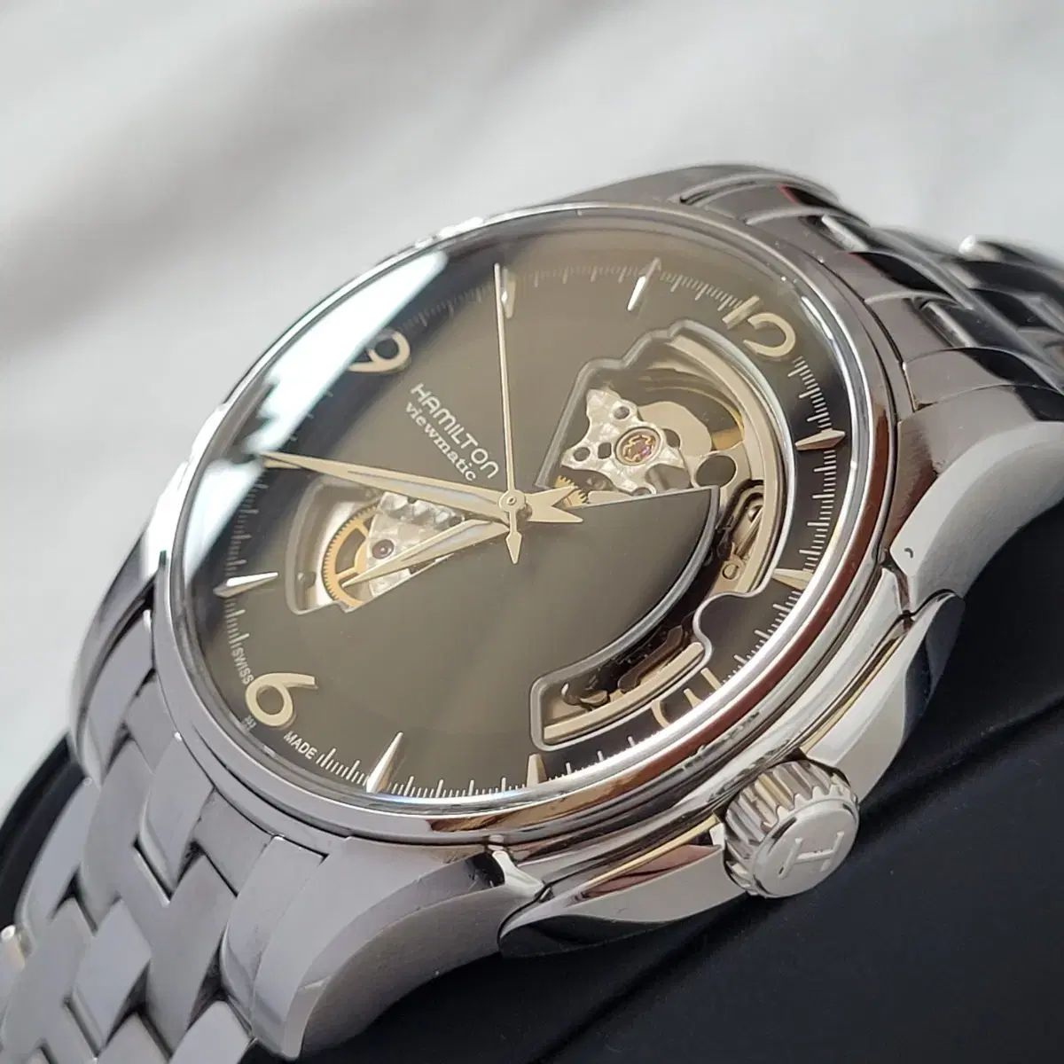 HAMILTON ハミルトン ジャズマスター オープンハート 黒皮黒盤 自動巻