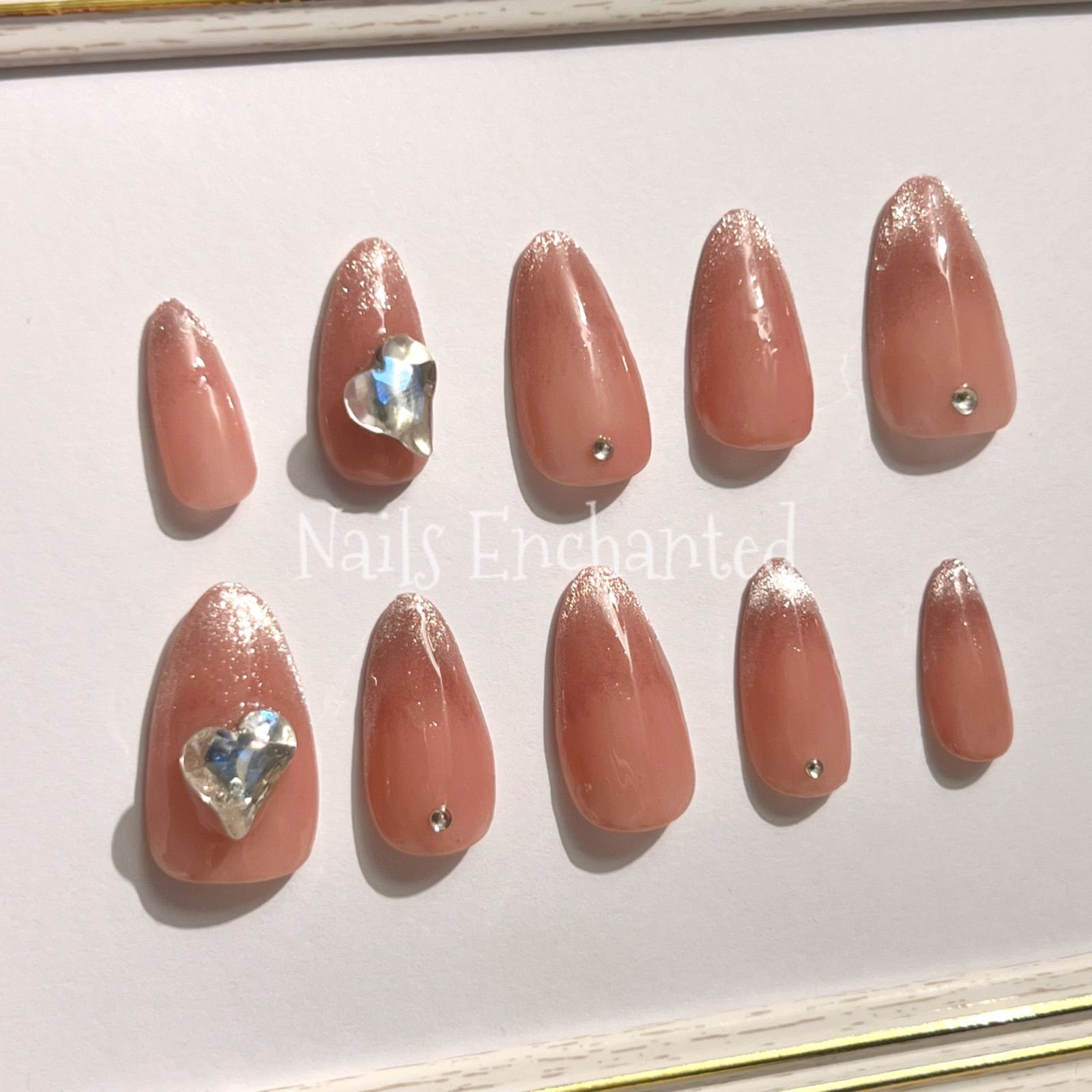 ♡量産型ネイルチップ マグネットフレンチ ワンホン フレンチガーリー オーダー♡ ネイルチップ ハート オーダー フレンチガーリー 地雷系 量産型