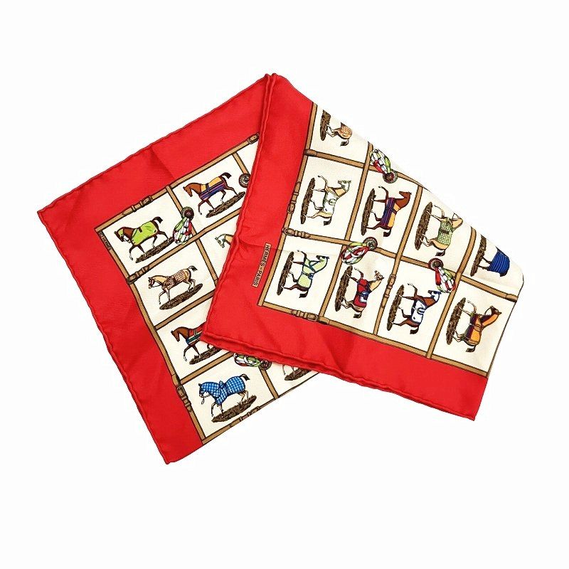 エルメス HERMES 美品 カレ40 プチカレ パドックにいる48頭の馬