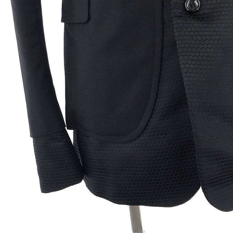 【美品】  COMME des GARCONS HOMME PLUS / コムデギャルソンオムプリュス | 2021SS | 異素材 変形 レイヤード テーラードジャケット | S | ブラック | メンズ 美品】 COMME des GARCONS HOMME PLUS / コムデギャルソンオムプリュス
