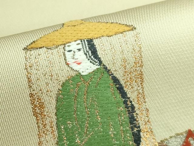 平和屋本店□極上 龍村美術織物 たつむら 太鼓柄 本袋帯 童女業華錦 金