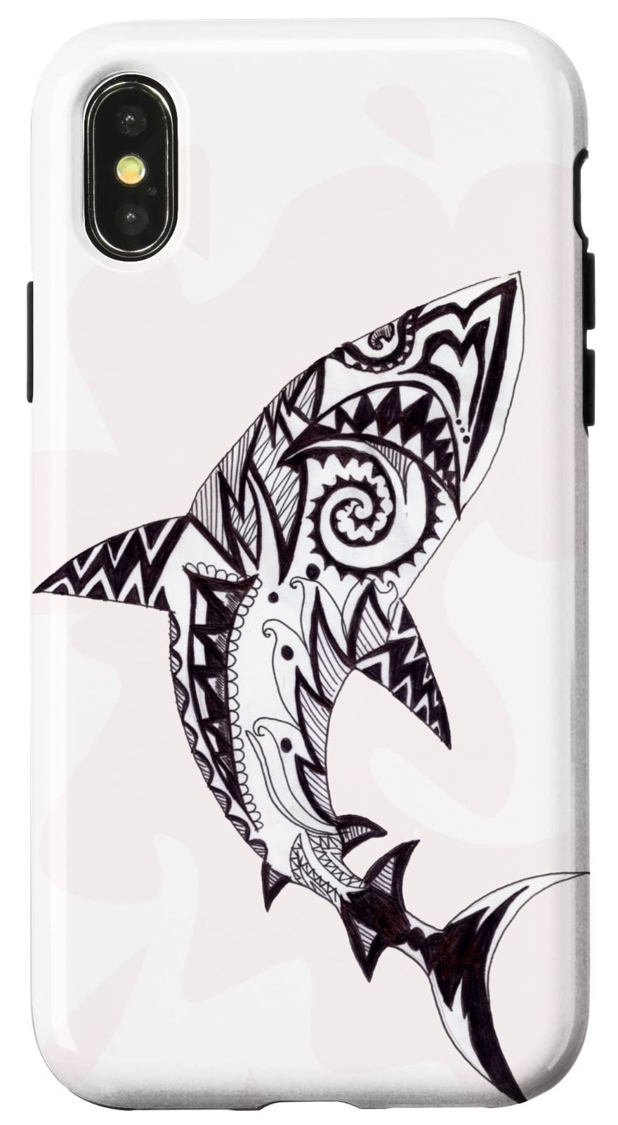【人気商品】Mehndi ブラックu0026ホワイト エキゾチックなサメのアートワーク スマホケース X/XS iPhone