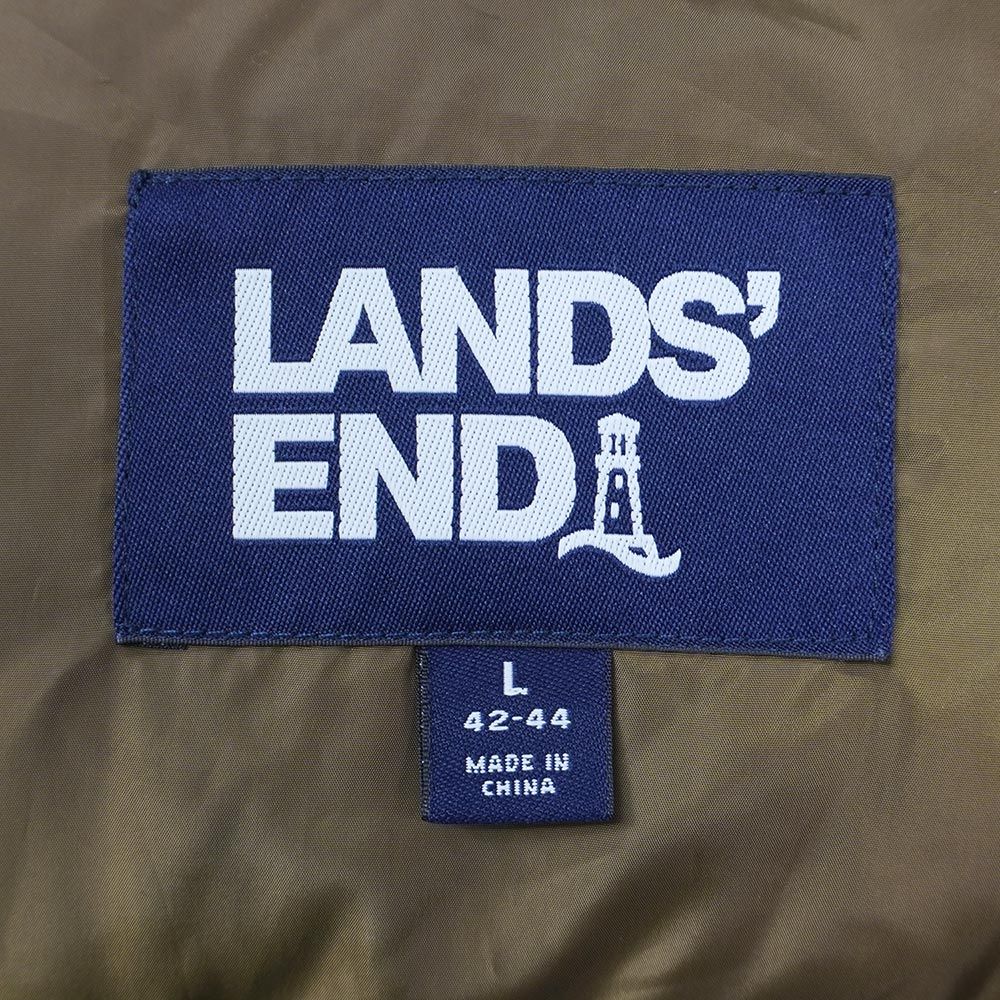 ランズエンド LANDS END 00s Y2K 2000年代 ダウンベスト DOWN VEST 定番 無地 シンプル USA ヴィンテージ アメリカ 古着 メンズ ベスト ジレ ダークネイビー 濃紺 L