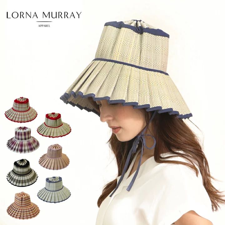 値下げしました　LORNA MURRAY ローナマーレイ 新品　Adult Capri Pleated-Brim Textile Hat 大人用 帽子  LMCAPR レディース カプリ 麦わら帽子 天然素材 帽子 折りたたみ かわいい ストローハット