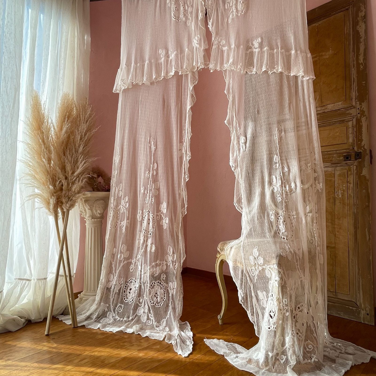 【240】フランスアンティーク　カーテン　レース　チュール　フリル　19世紀 専用page〜✴︎フランスアンティーク 小窓用 チュール フリル カーテン