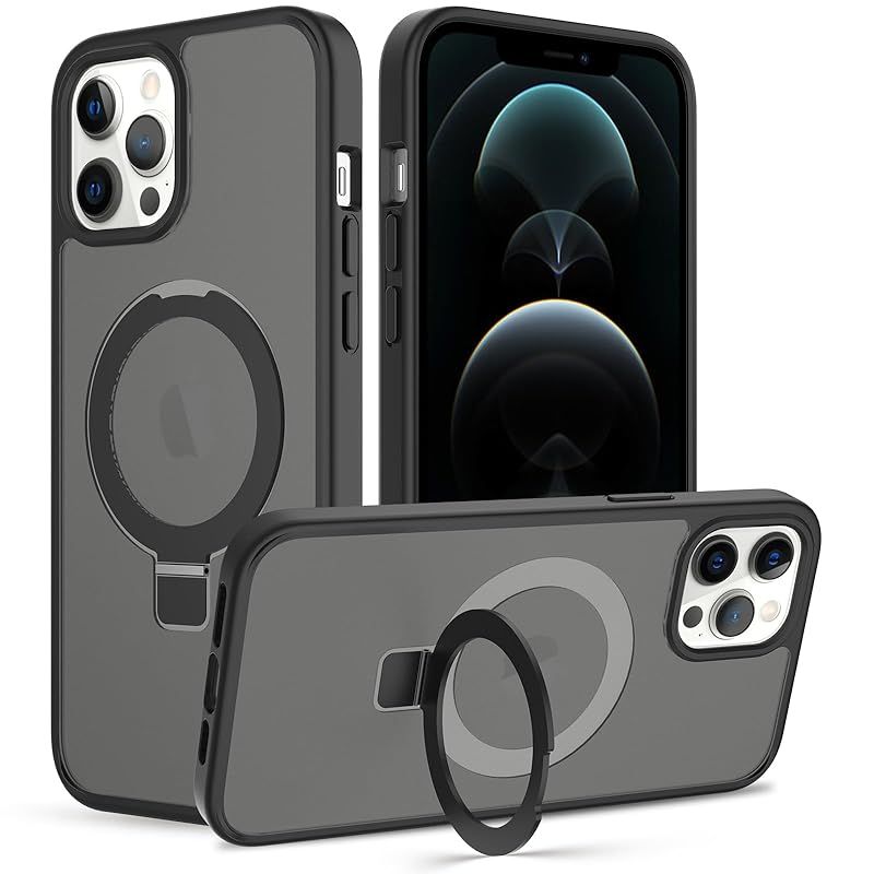 新品　iPhone 12 Pro Max ケース Magsafe対応 いPhone ケース 12 Pro Max スマホカバー ワイヤレス充電対応 Halbachマグネット搭載 スタンド機能 米軍MIL規格 耐衝撃 半透明 指紋防止 アイフォン 12 Pro 