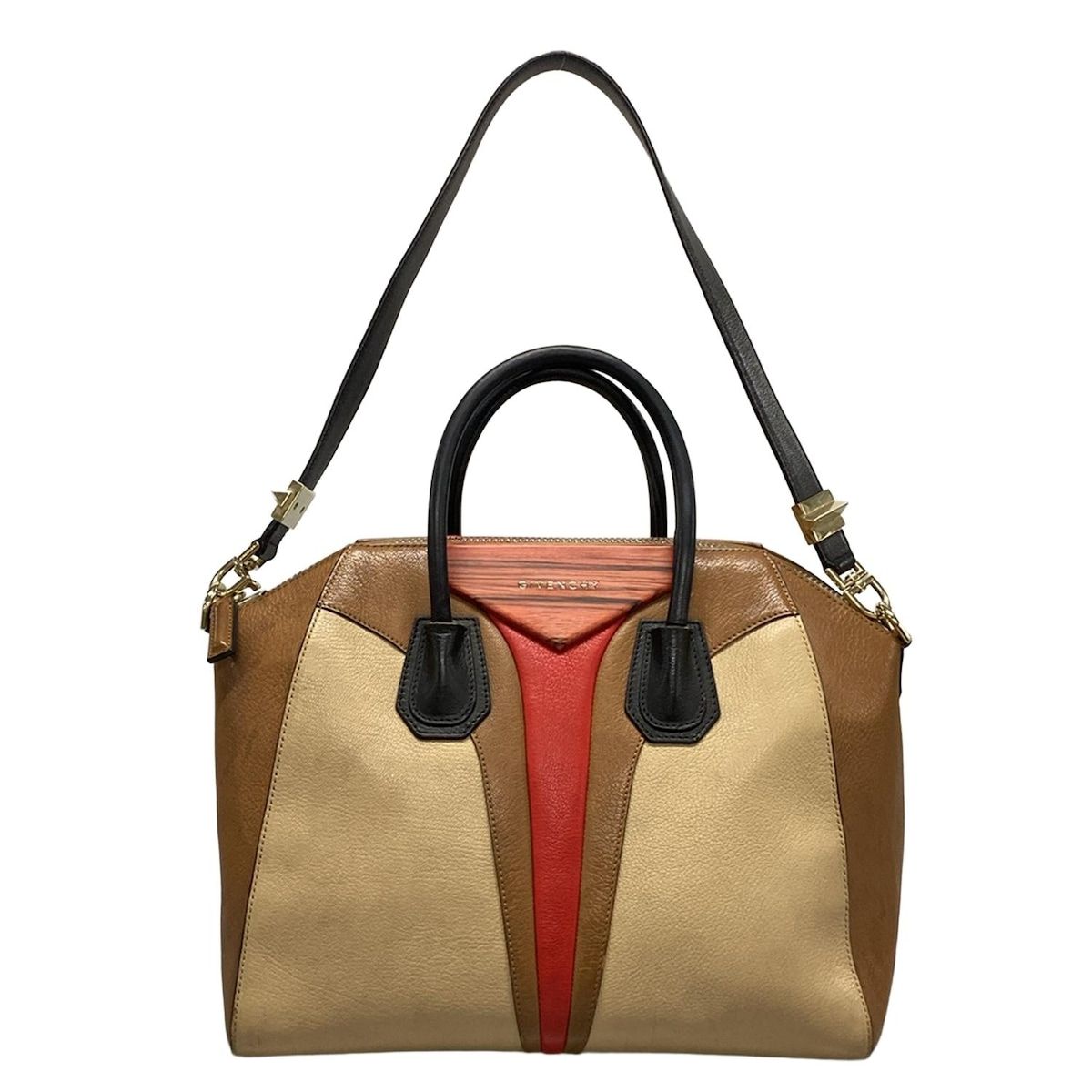 GIVENCHY ジバンシー ショルダーバッグ アンティゴナミディアム ブラウン×ベージュ×マルチ 2WAY レザー