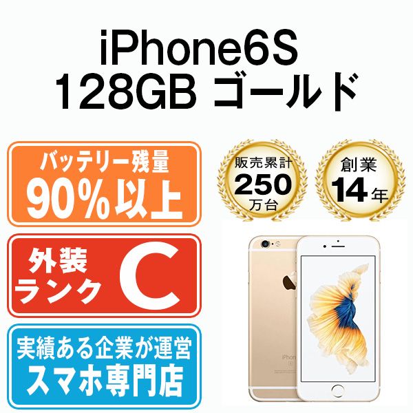 バッテリー90%以上 【中古】 iPhone6S 128GB ゴールド SIMフリー 本体 