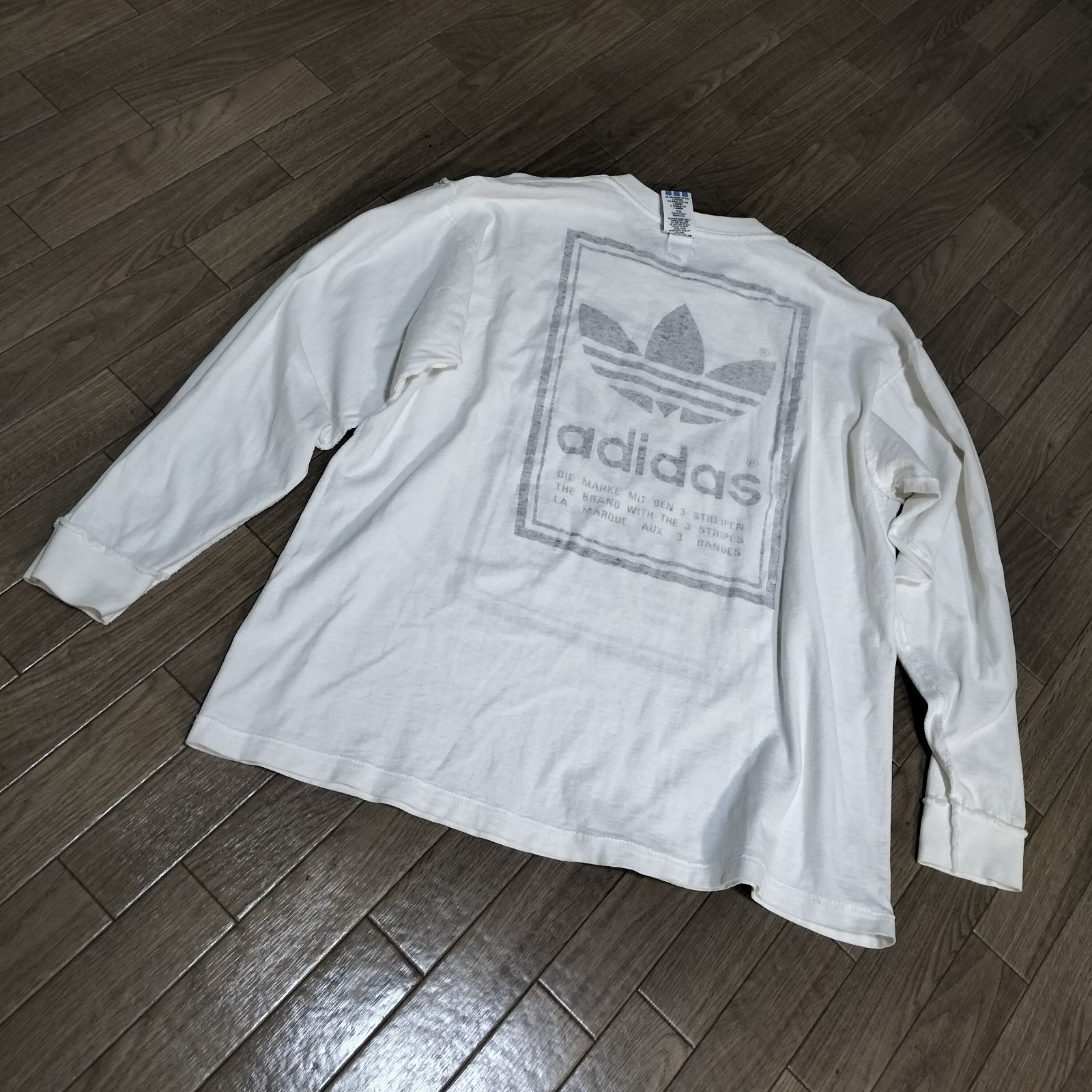 希少☆adidas 80s 90s USA製 ボックスロゴ ロングTシャツ カットソー 