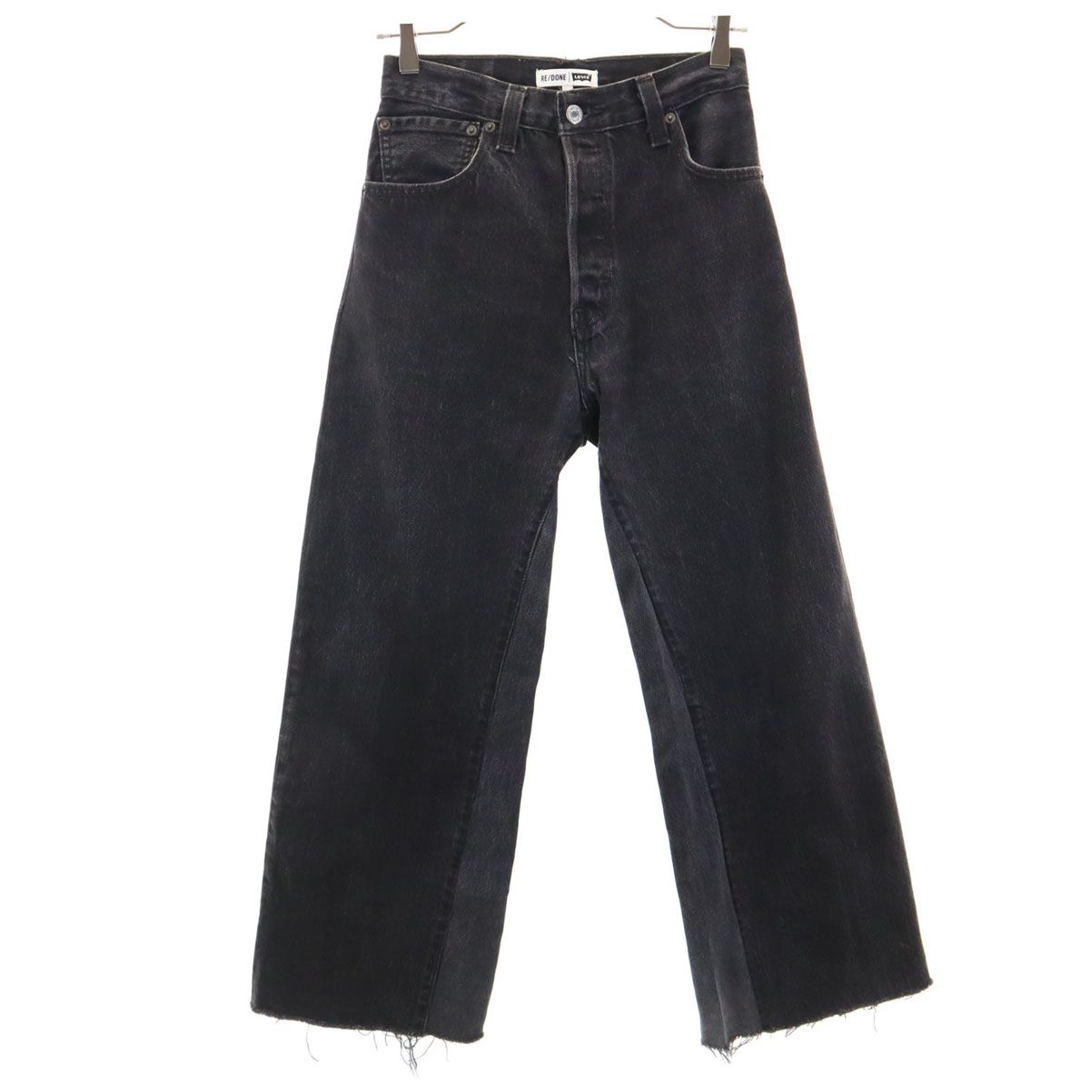 RE|DONE Levi s リダン リーバイス カットオフ加工 ワイドデニムパンツ W25 ブラック ジーンズ レディース 古着