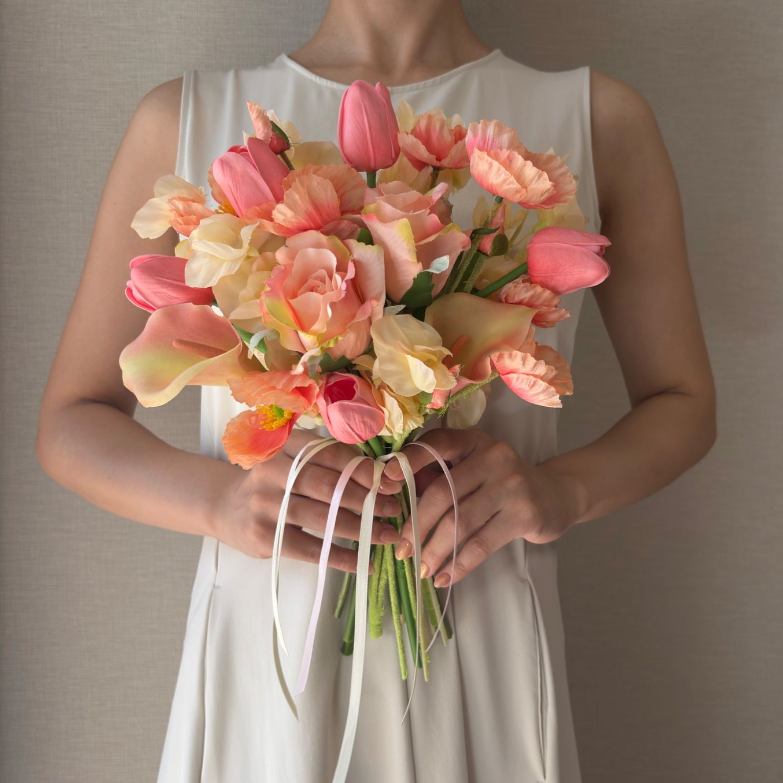 54. ブートニア付 ウェディングブーケ アーティシャルフラワー造花