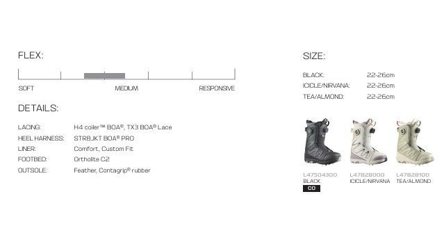 新品未使用 25-26 SALOMON BOOTS IVY BOA SJ BOA BLACK/BLACK/LILAC