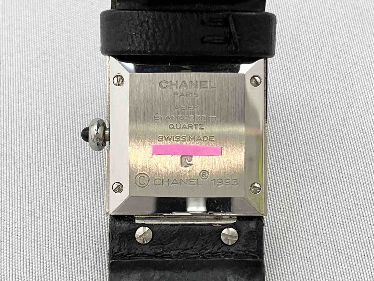 CHANEL マトラッセ クォーツ 腕時計 黒 ブラック レザー ベルト スクエア
