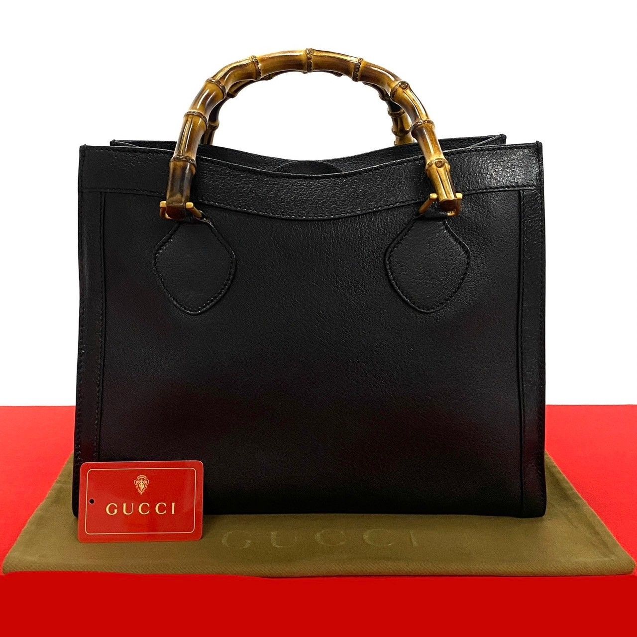 極 美品 希少品 GUCCI グッチ オールドグッチ ヴィンテージ バンブー レザー 本革 ハンドバッグ ミニ トートバッグ ブラック 黒 820-4  - メルカリ