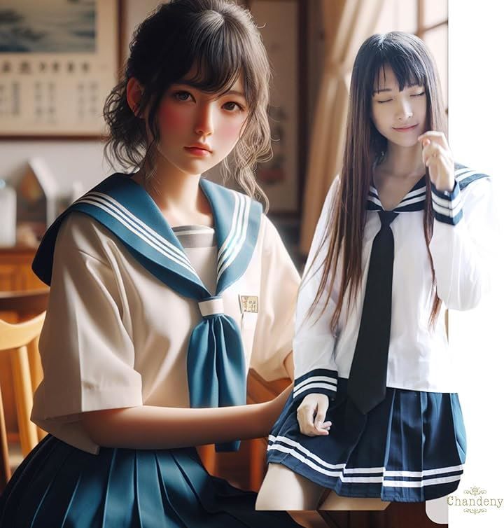 シャンディニー(Chandeny) セーラー服 コスプレ 長袖 大きいサイズ JK 女子高生 制服 コスチューム スカート 長ネクタイ付き  3点セット( Sサイズ) - メルカリ